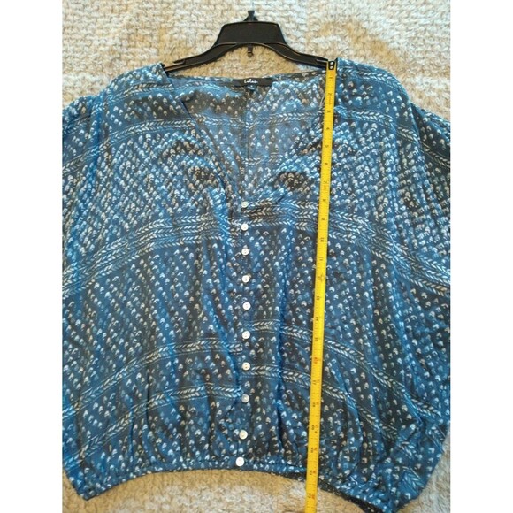 Lulus Blue & White Top Small Nwt Tassel Feminine ruched Boho Cottage Core - Picture 7 of 11